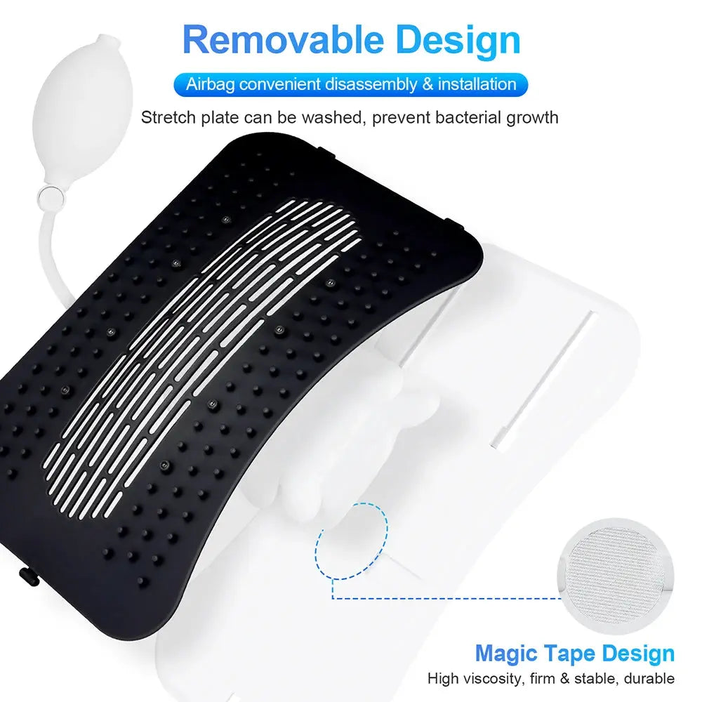 Foreverlily adjustable back massager by Simples Market with white base and black textured pad, airbag waist/neck support