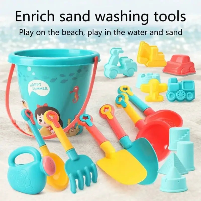 Kids Beach Toy Set With Sand Shovels Bucket Watering Bottle And Water Games For Summer Fun