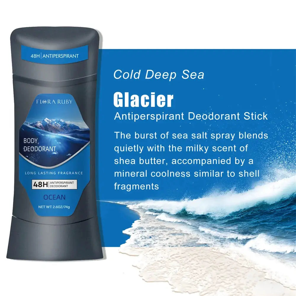 Flora Ruby Glacier Antiperspirant Deodorant Stick, ocean scent, 74g (2.6oz), long-lasting 48H