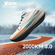 Xtep men's running shoe 2000KM 3.0, white lightweight cushioned trainer with blue and orange accents