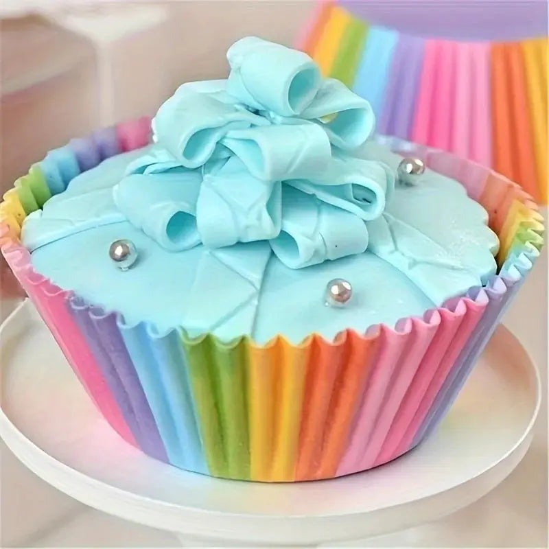 100 Pcs Rainbow Cupcake Liners Disposable Paper Baking Cups For Cupcakes Muffins And Desserts Kitchen Party Supplies