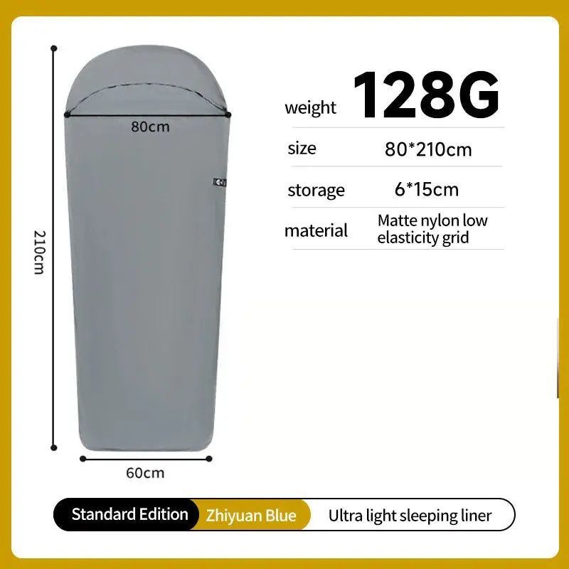 Simples Market ultralight sleeping bag liner, grey matte nylon, 80×210 cm, 128 g