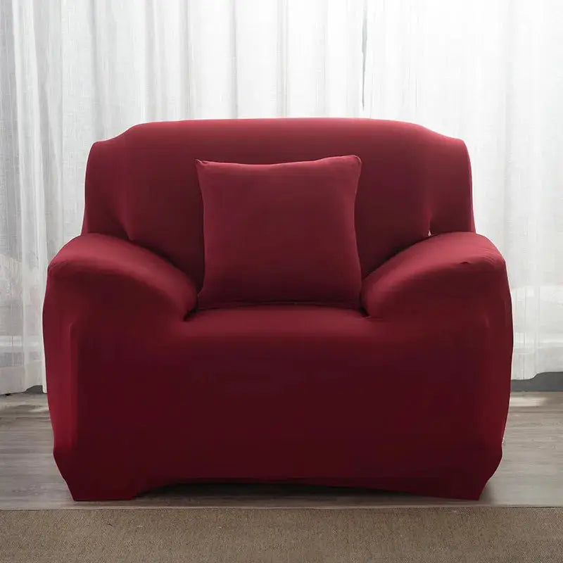 Jacquard polyester armchair sofa cover in red with elastic fit for a single-seat chair, Simples Market