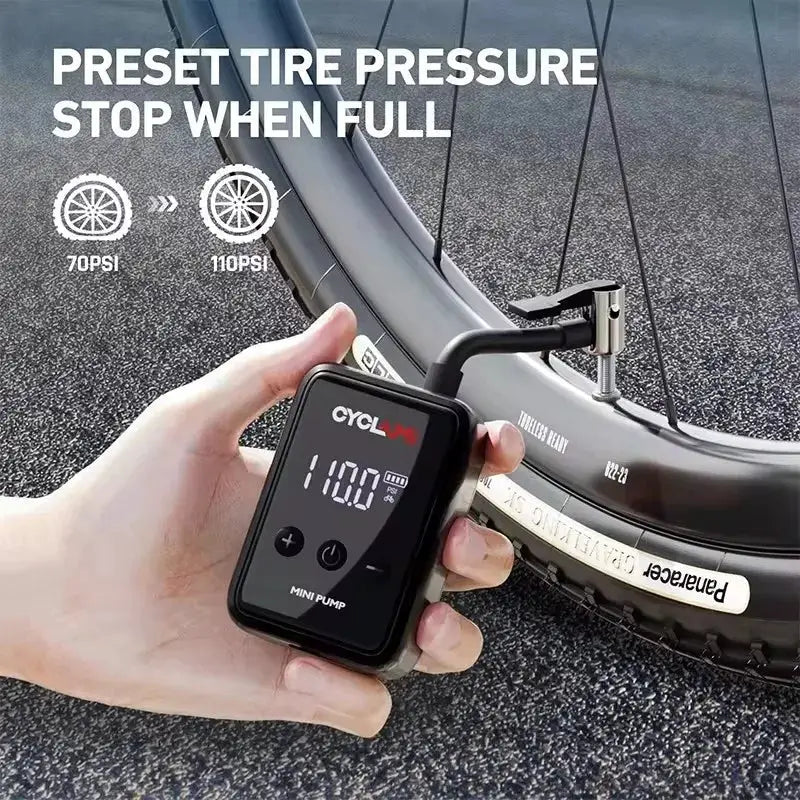 Cyclami HW125 Bicycle Electric Inflation Pump Mini Portable 150 PSI High Pressure Air Inflator