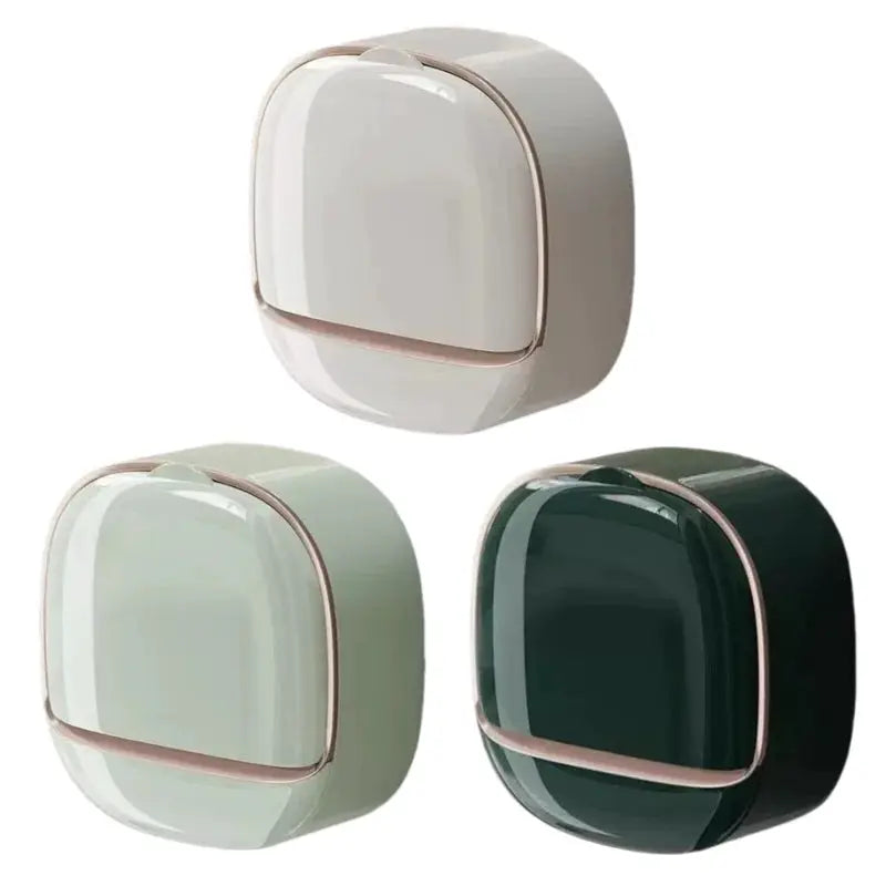Waterproof Shower Soap Box; hanging drainage soap holder in beige, mint, and dark green — set of 3 (Simples Market)
