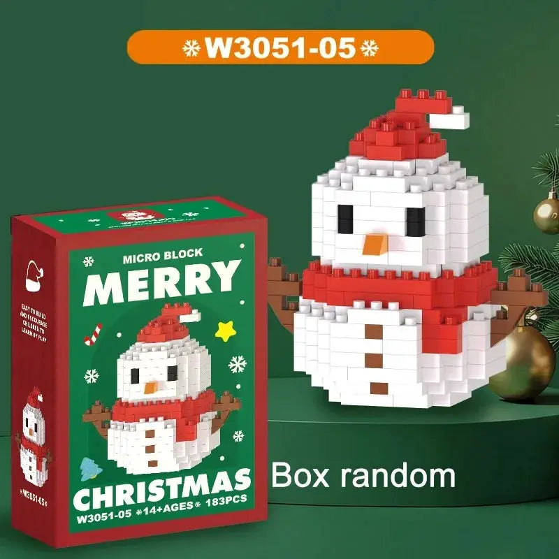 Christmas Micro Building Block Set Santa Claus and Reindeer Puzzle Table Decor for Kids and Adults
