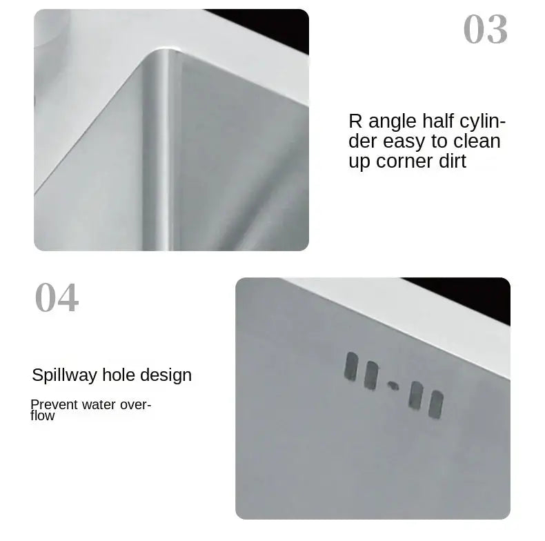 Nano hidden kitchen sink cover by Simples Market, 304 stainless steel, single groove, spillway hole design, 55x45x23 cm