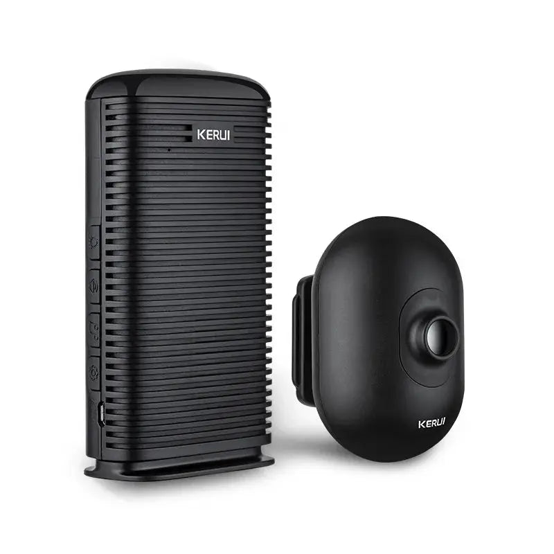 KERUI DW9 wireless garage alarm kit with driveway sensor and waterproof outdoor PIR motion detector, black