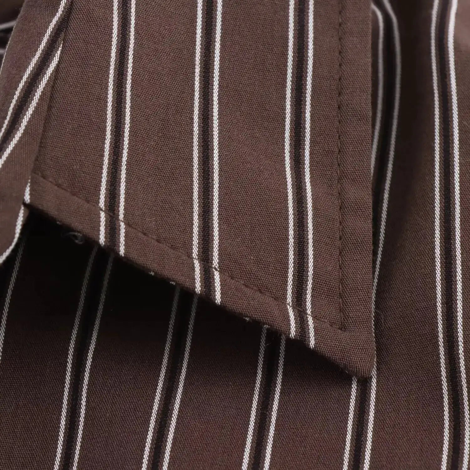 Autumn striped blouse for women by Simples Market in brown with white vertical stripes