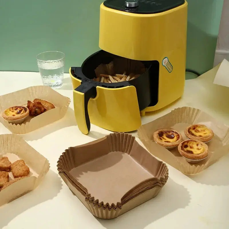 100Pcs Oil Proof Isolation Paper Tray For Air Fryer Disposable Nonstick Baking Pad Square Durable And Convenient