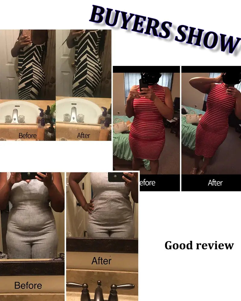 Large size seamless high-waist shapewear briefs by Simples Market in ice silk, breathable, before/after collage.
