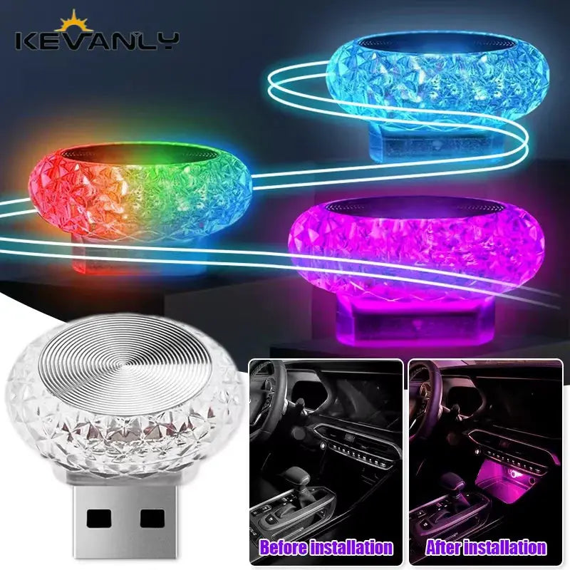 Colorful Portable USB Mini LED Ambient Light for Car Interior and Computer Atmosphere Lamp Plug and Play Night Light