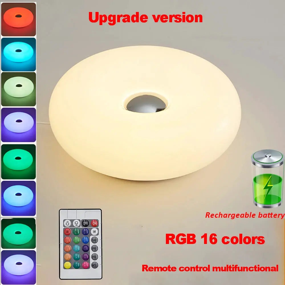 Simples Market Bauhaus donut table lamp, white RGB LED with USB plug and remote, 16 colors