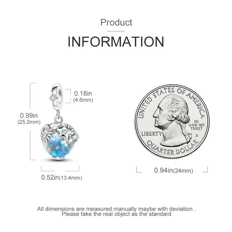 S925 Silver Plated Devil's Eye Guardian Palm Safety Chain Charm Pendant For Bracelets DIY Gift