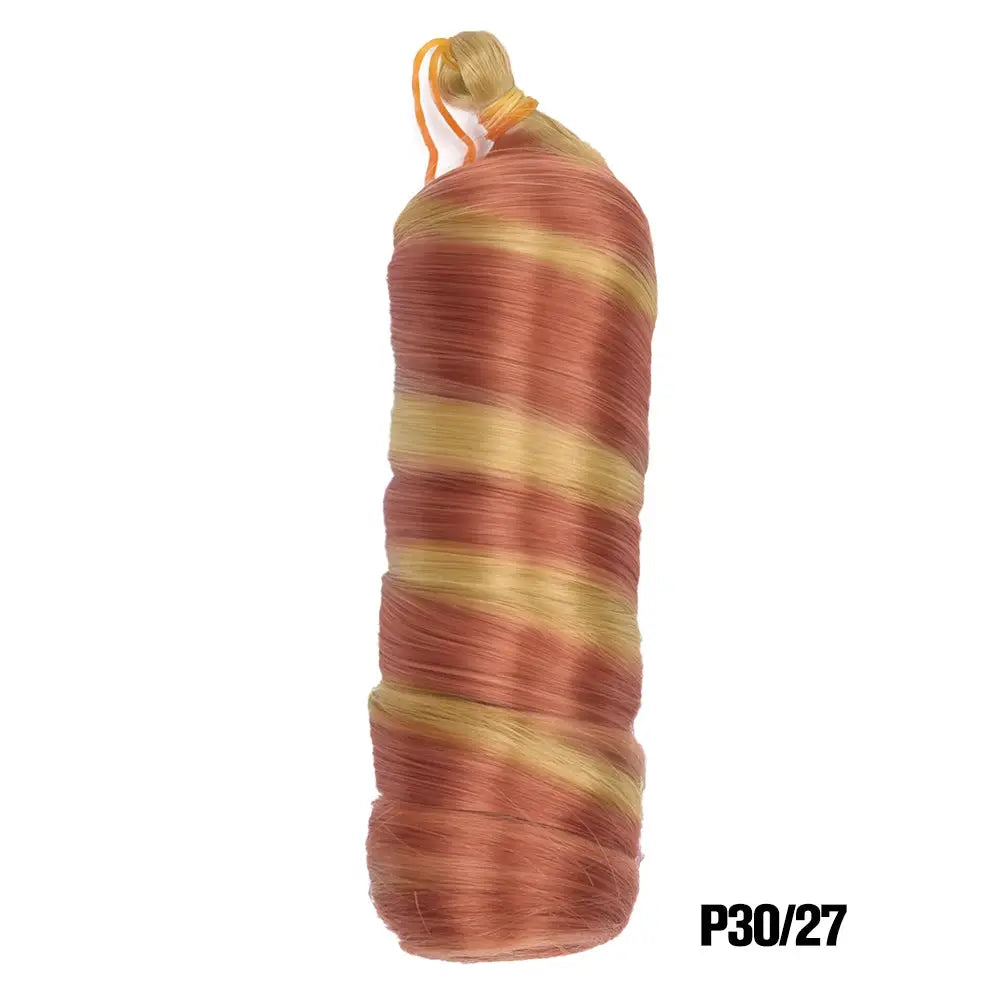 French Curls Braiding Hair 24in synthetic spiral curls, pre-stretched loose-wave in rose pink with blonde stripes