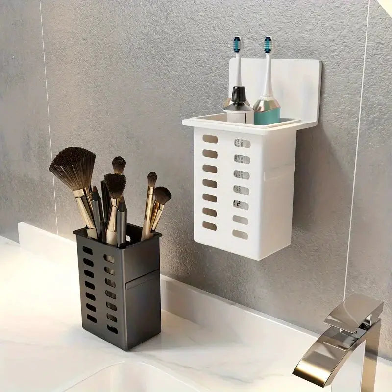 Home Essentials Wall Mounted Toothbrush Storage Rack Space Saving Toothpaste And Toothbrush Organizer