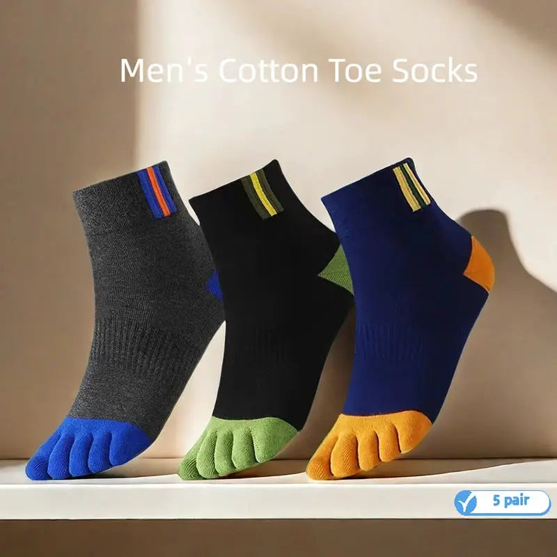 5 Pair Mens Five Toe Cotton Socks Breathable Split Toe Sports Socks For Men High Quality Casual
