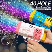 40 Hole Bubble Toy Launcher Handheld Portable Electric Automatic Bubble Gun for Parties and Birthdays Gift