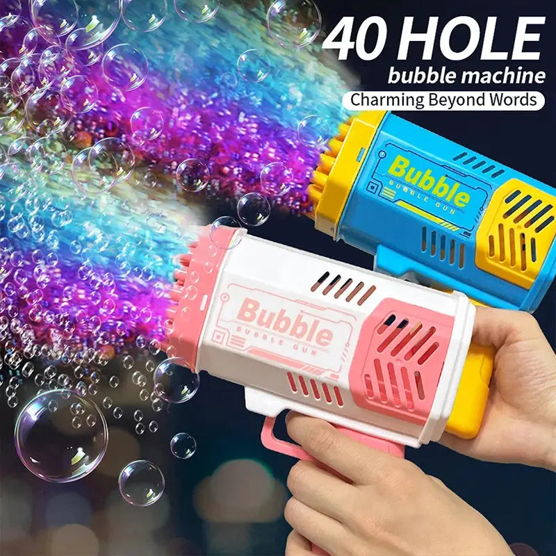 40 Hole Bubble Toy Launcher Handheld Portable Electric Automatic Bubble Gun for Parties and Birthdays Gift