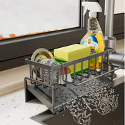 DrillFree Home Sink Organizer Waterproof Multi Use Sponge And Soap Holder Draining Rack For Kitchen Countertop