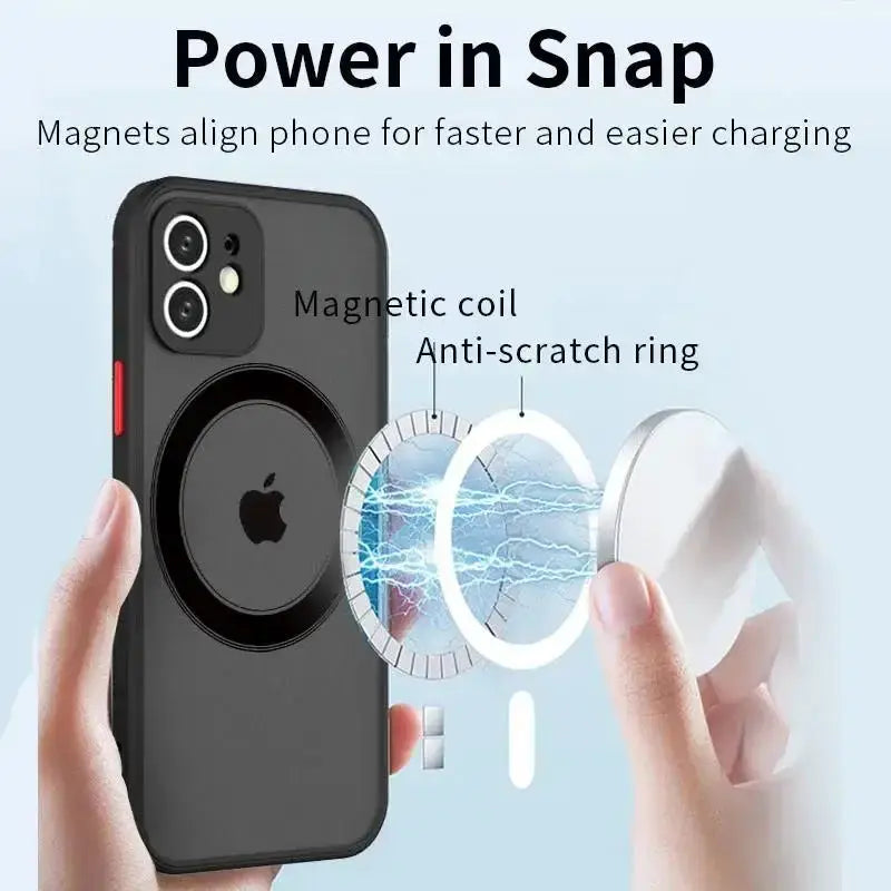 Luxury Matte Armor MagSafe Case For iPhone 16 15 14 13 12 11 Pro Max Mini XS XR Cover Protection