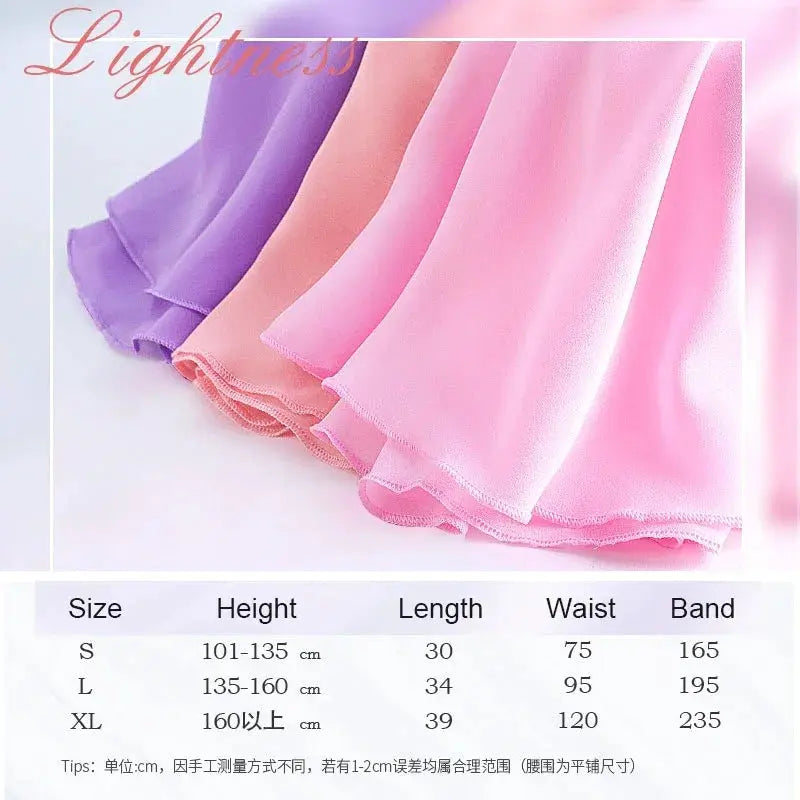 LunaDance Chiffon Wrap Ballet Skirt For Girls And Women Tie Up Tutu Dance Skirt In 19 Colors