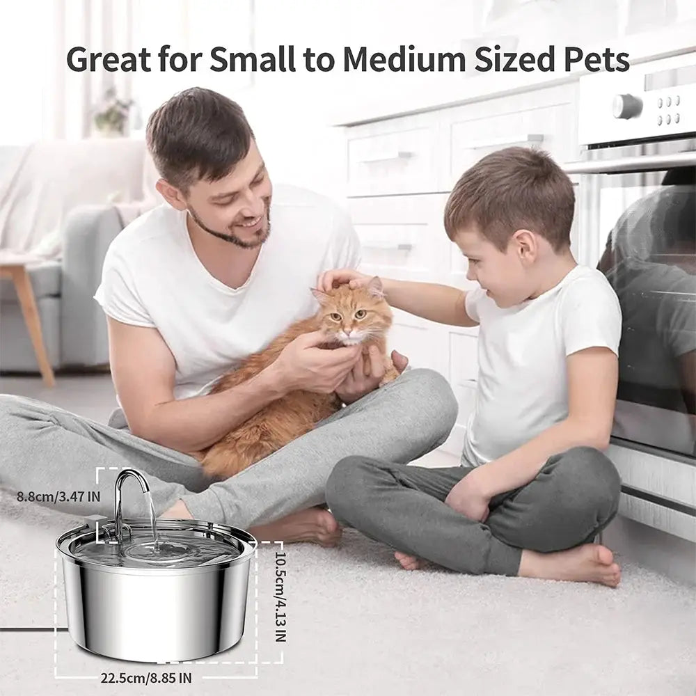 Stainless Steel Automatic Pet Water Fountain USB Quiet Filter Bowl