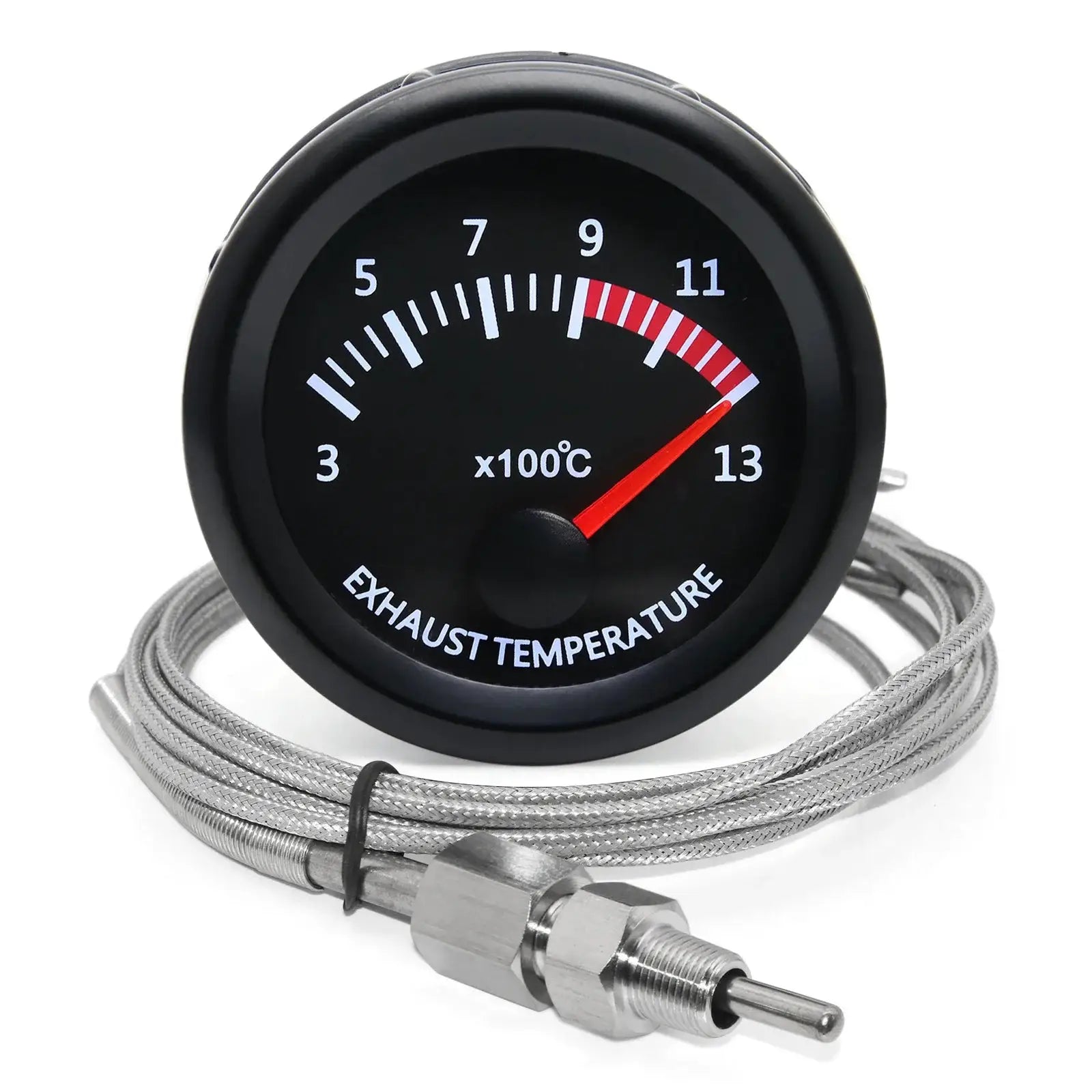 Simples Market exhaust gas temperature gauge, 52mm (2in), with sensor and braided stainless steel cable