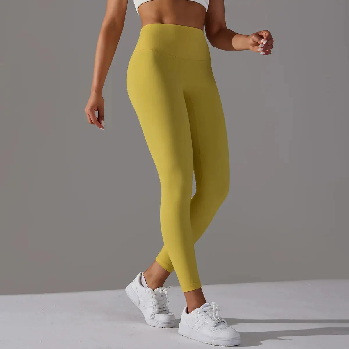 High Waist Naked Feeling Leggings mustard yellow full-length activewear for fitness and yoga
