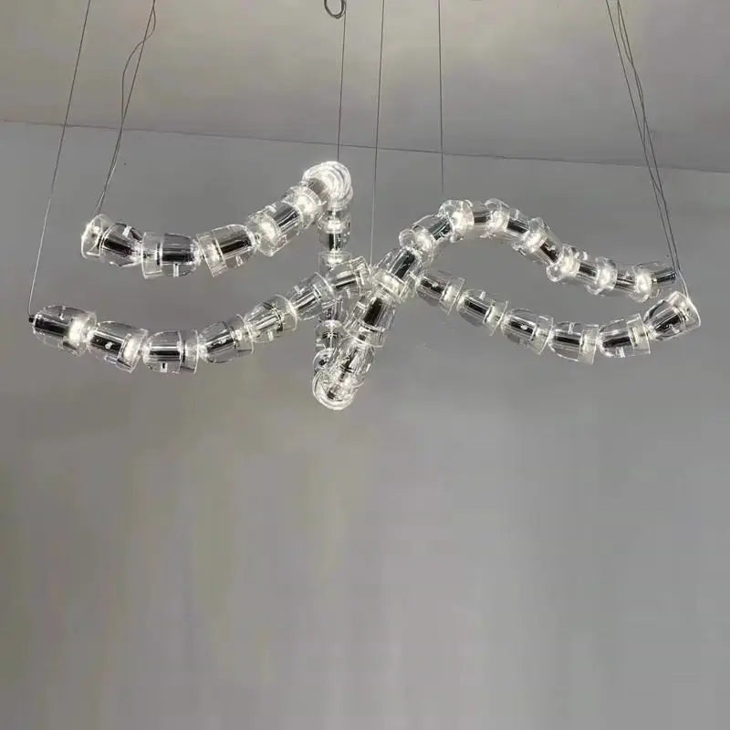 Chandelier ceiling light with multi-strand crystal acrylic beads and adjustable chain by Simples Market