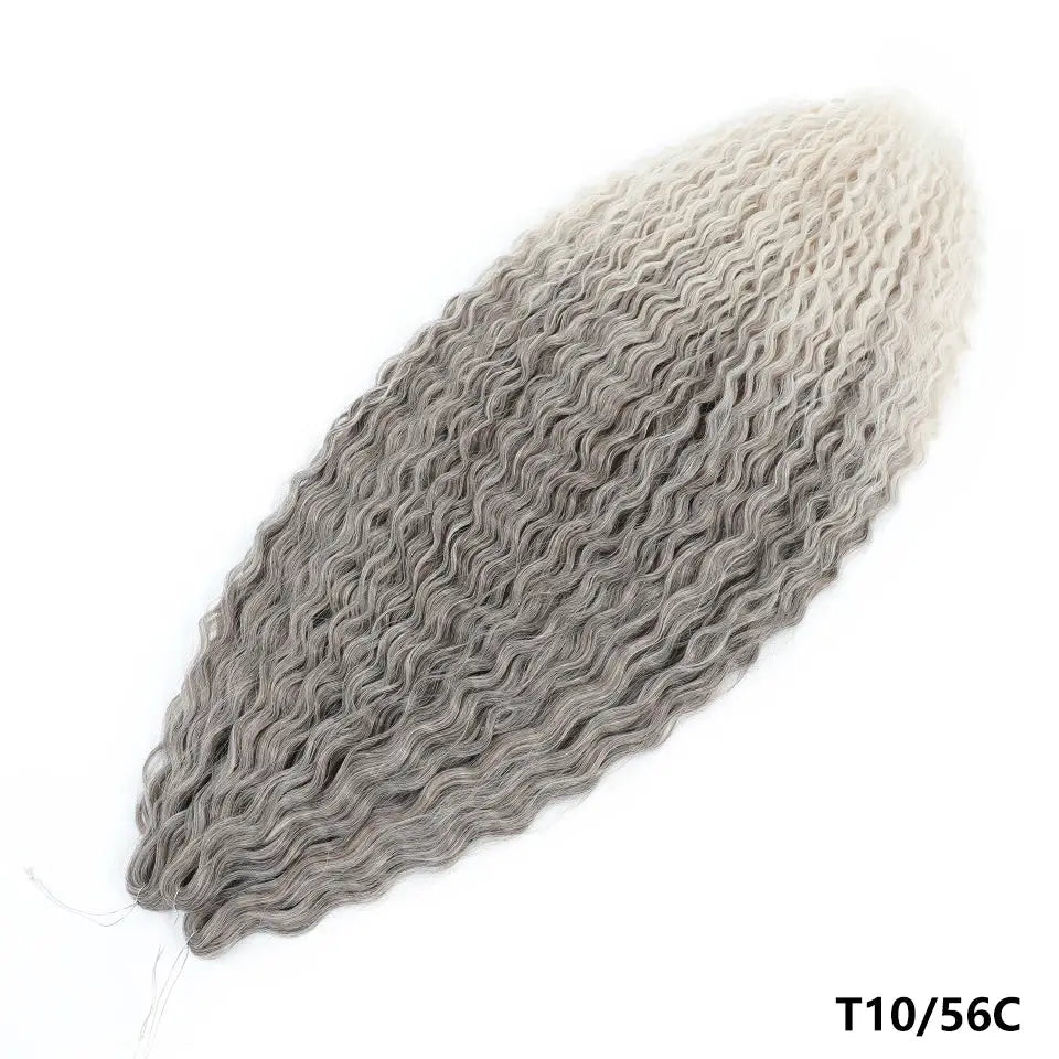Ariel Curls crochet hair extensions by Simples Market, synthetic deep-wave Afro curls in ombre blonde-gray (T10/56C)