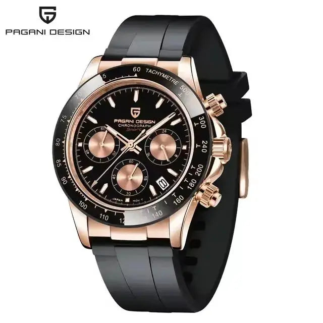 PAGANI DESIGN 40mm New V2 Mens Quartz Watch With Sapphire Crystal Retro Chronograph Stainless Steel Waterproof Wristwatch
