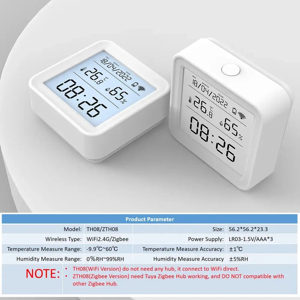 Simples Market Tuya Zigbee WiFi temperature humidity sensors with digital displays, white pair