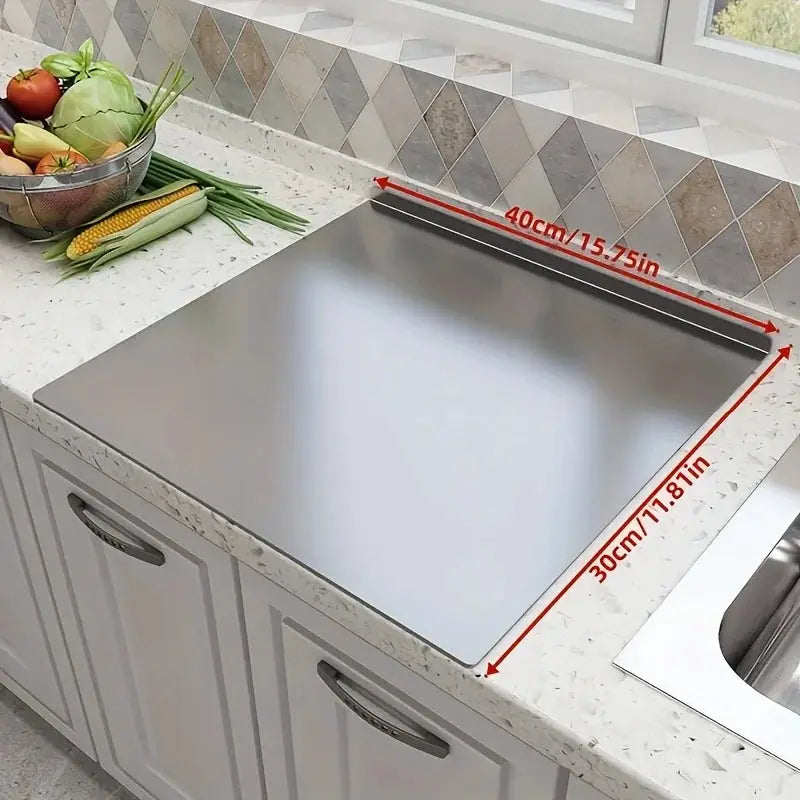 Stainless Steel Cutting Board Heavy Duty Non Slip For Meat Vegetables And Baking Easy Clean With Safety Lip