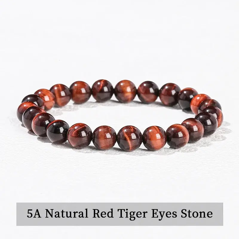 JD Natural Stone Beads Bracelet Amethyst Tiger Eye Crystal Quartz Agate Unisex Bangle Reiki Healing Jewelry Gift