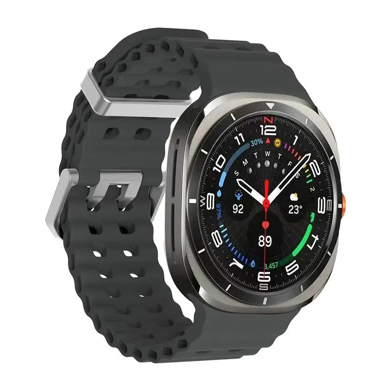  Marine Band silicone sports watch strap for Samsung Galaxy Watch Ultra2 47mm, dark gray perforated design by Simples Market