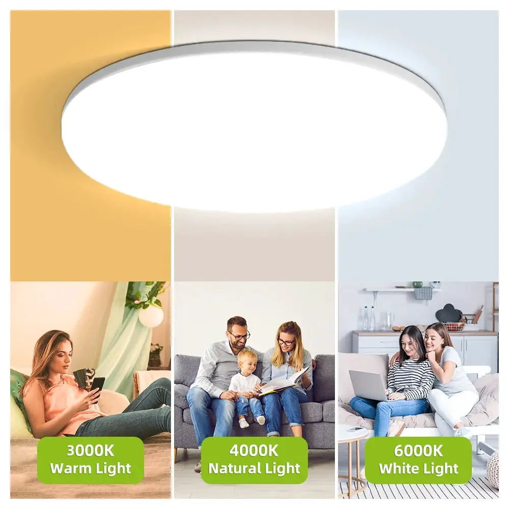LED ceiling lamp panel, ultra-thin modern chandelier with 3 color temps (3000K/4000K/6000K) at 220V