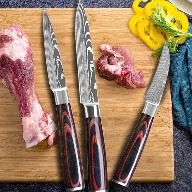 Professional Kitchen Knife Set 5Cr15Mov Stainless Steel Knives For Fruit Peeling Boning Paring Meat Cleaver