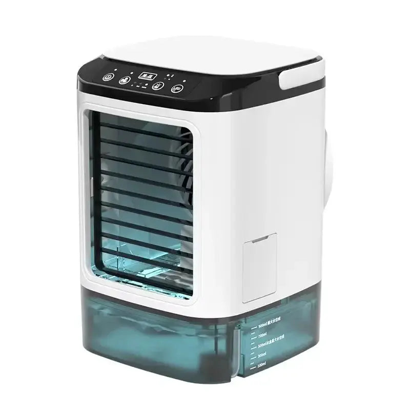 HOMEFISH compact desktop humidifier with blue water tank and white body by Simples Market