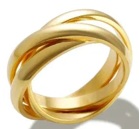 Gold Stainless Steel Ring With Round Bead And Clear Crystal Zircon Waterproof Everyday Fine Jewelry