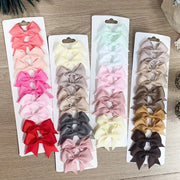 10Pcs Solid Color Kids Bows Hair Clips Set Handmade Ribbon Bowknot Hairpins For Baby Girls New Year Accessories