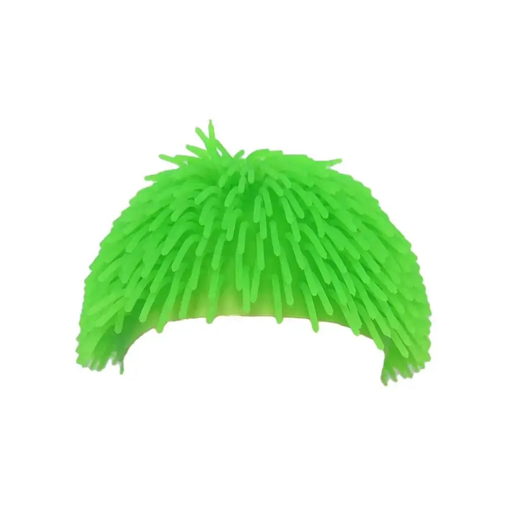 Spiky Ball Prank Hat neon green soft TPR wig for kids and adults