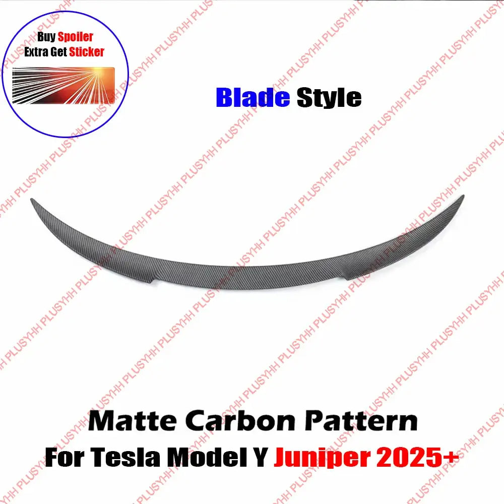 Matte carbon pattern rear spoiler wing for Tesla Model Y Juniper 2025+ blade style
