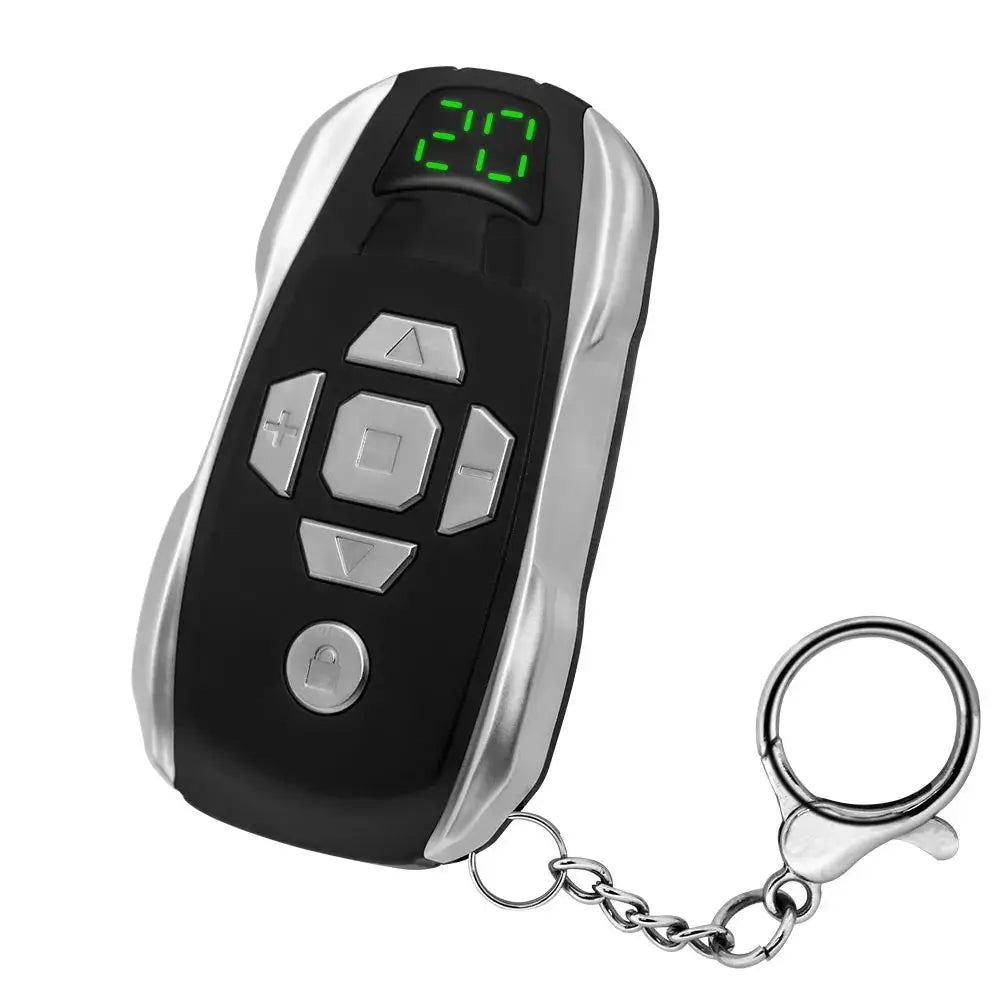 20-channel rechargeable universal garage door remote duplicator with green LED display and key ring