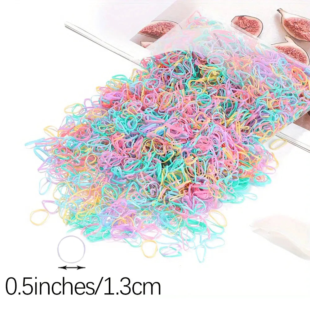 Colorful Disposable Rubber Band Hair Ties For Girls Bulk Pack 500 1000 2000 Pcs Ponytail Holders Kids Hair Accessories
