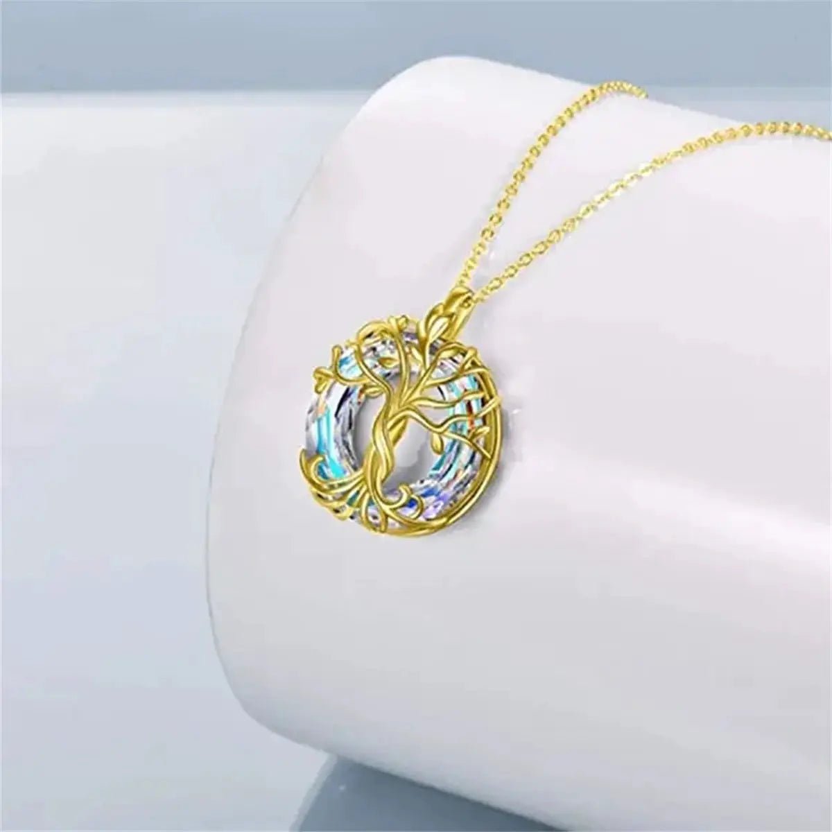 Tree Of Life Necklace With Circle Crystal Exquisite Family Tree Pendant Jewelry Gift For Women Mom Daughter - Simples Market