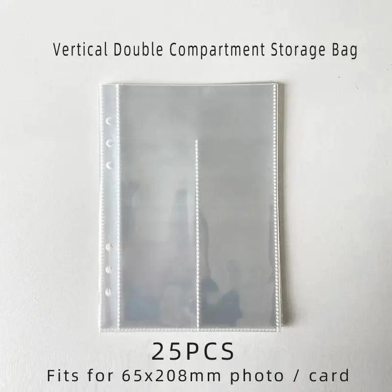 Yoofun A5 binder storage card holder, transparent plastic with vertical double compartments, 25 pcs