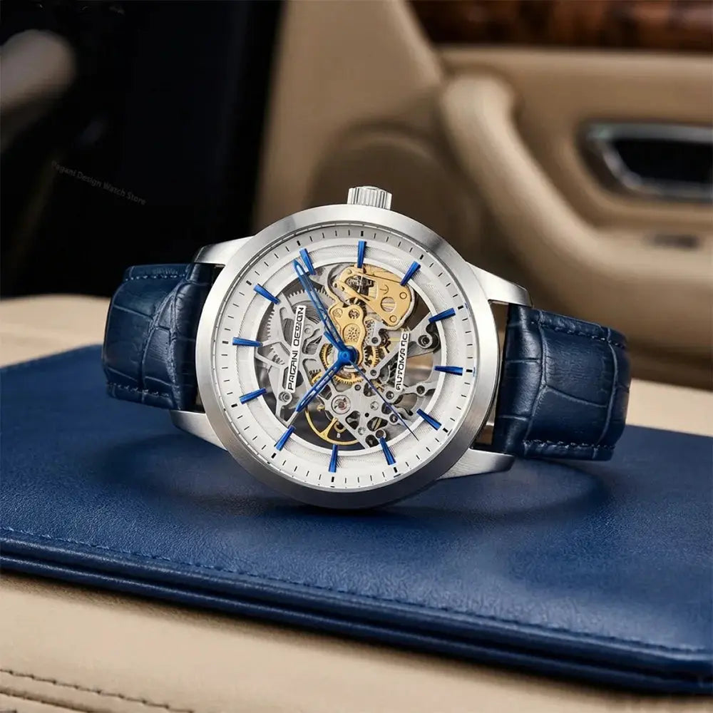 Pagani Design Luxury Skeleton Dial Automatic Mechanical Watch For Men Leather Watches Waterproof Sports Style