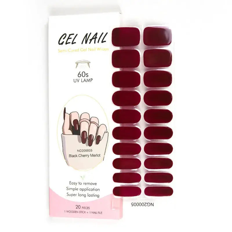 NailLux Semi Cured Nail Wraps For 16 To 20 Tips Easy Full Cover Adhesive Press On Nails Gel Finish UV LED Compatible