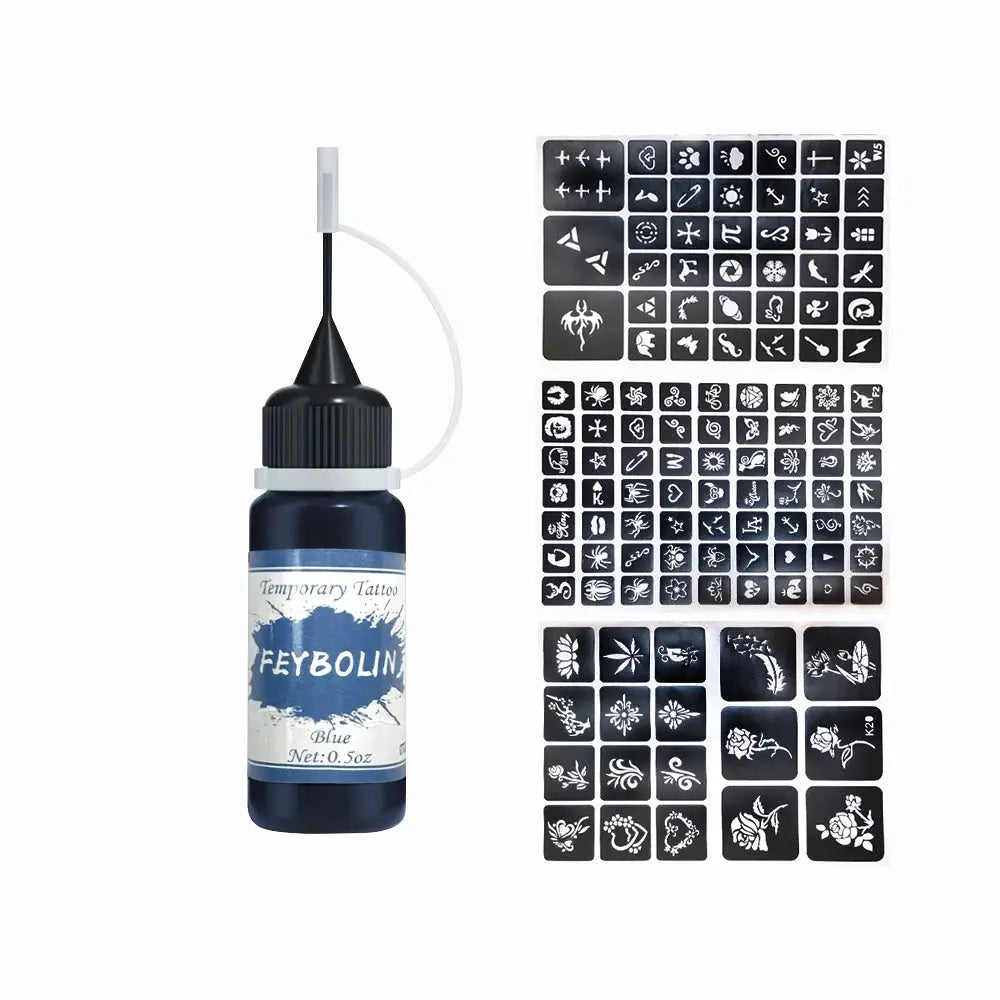 Long Lasting Temporary Tattoo Inks Kit With Three Tattoo Stickers Freehand Painting Gel For Face And Body